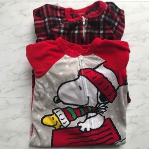 Pair of Christmas fleece sleepers 12 months